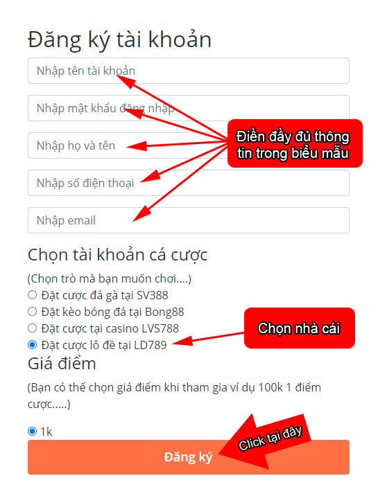 Tạo tài khoản Laymangbong88