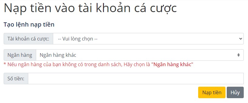 Cách nạp tiền Bong88